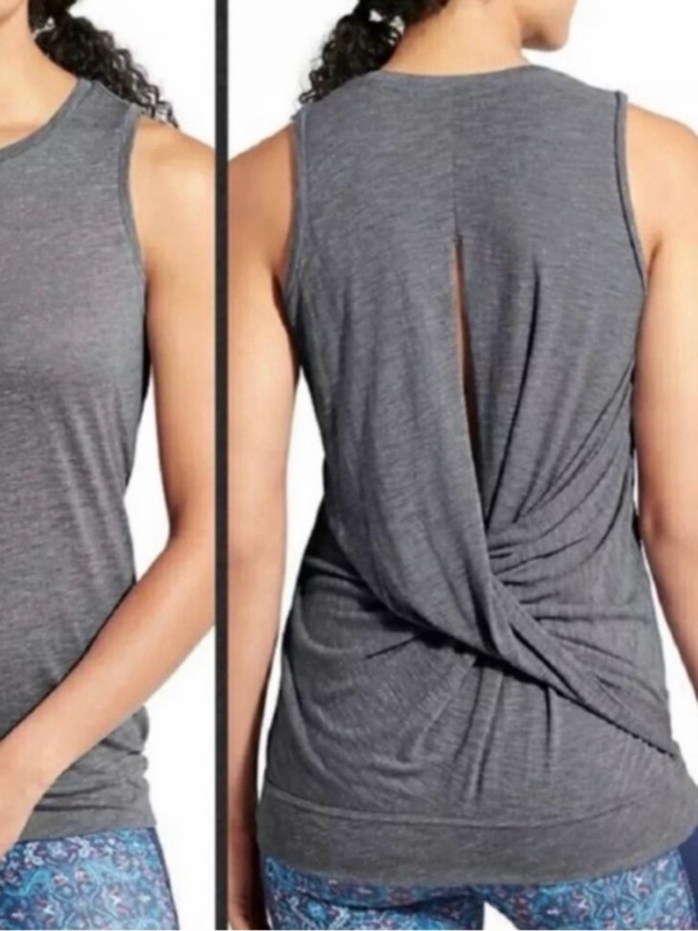 Athleta Gray Twist-Back Tank Top